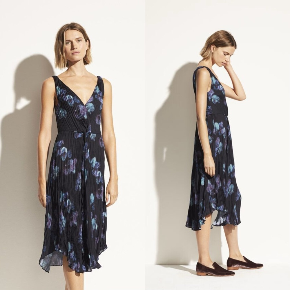 Vince Painted Floral Twist Front Dress